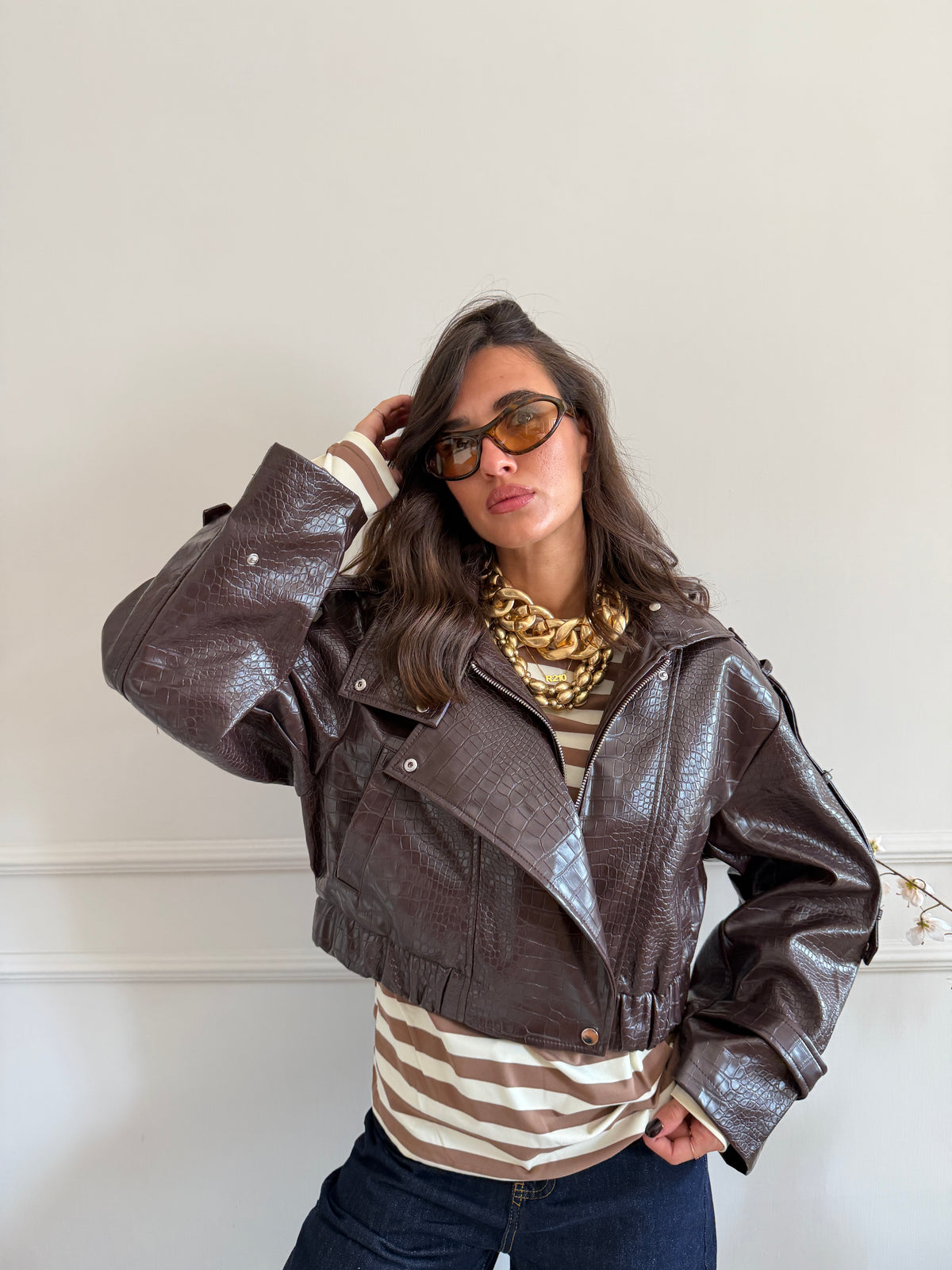 Giacca biker effetto cocco