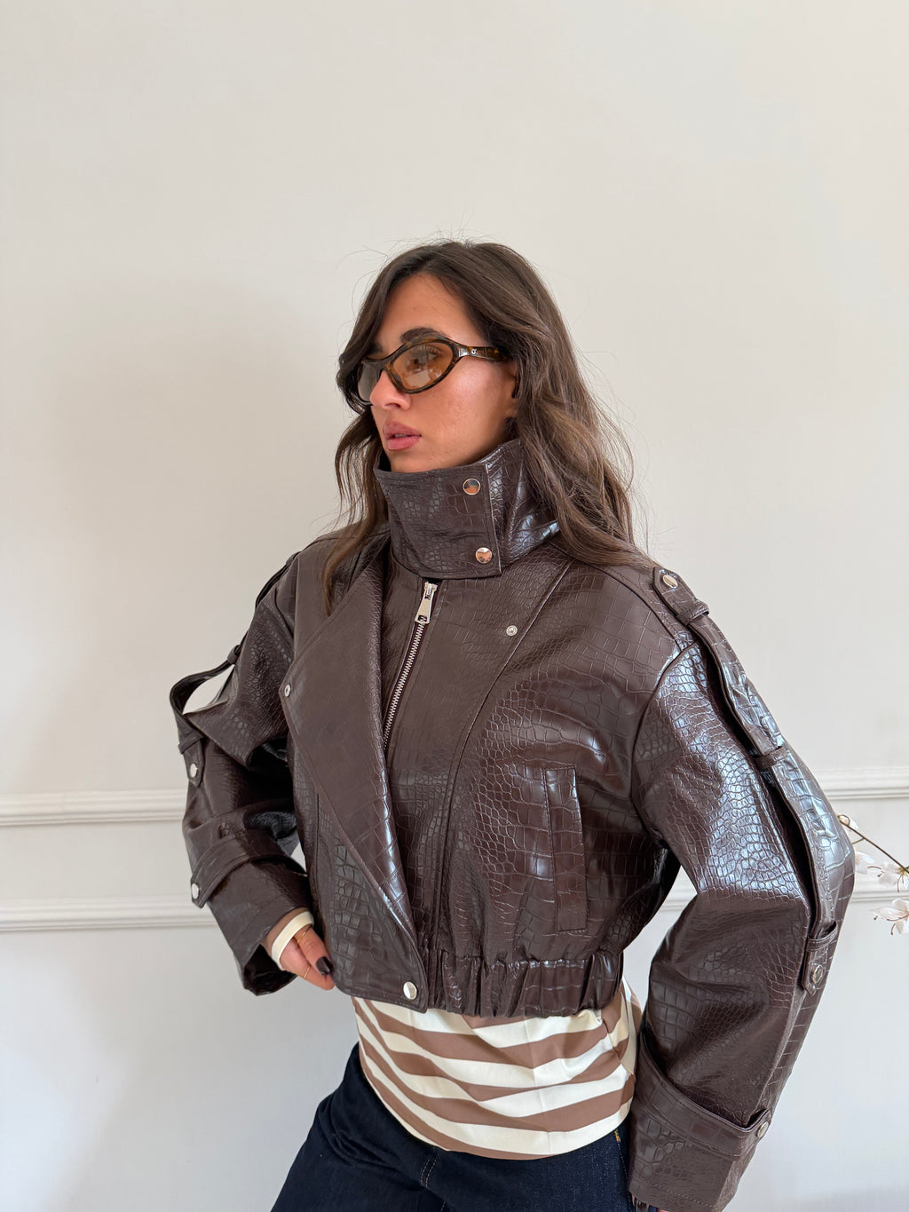Giacca biker effetto cocco