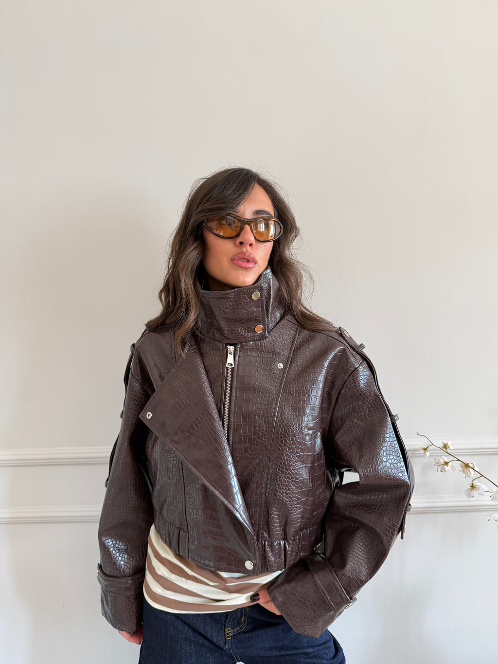 Giacca biker effetto cocco