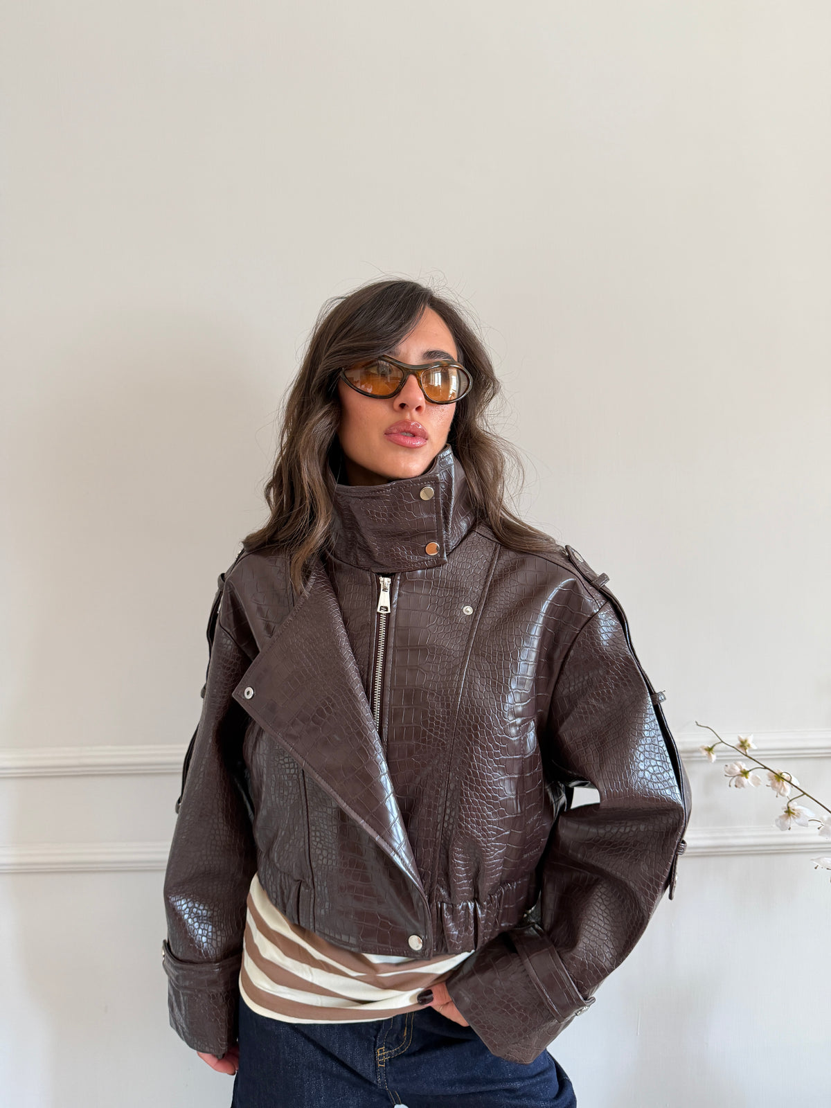 Giacca biker effetto cocco