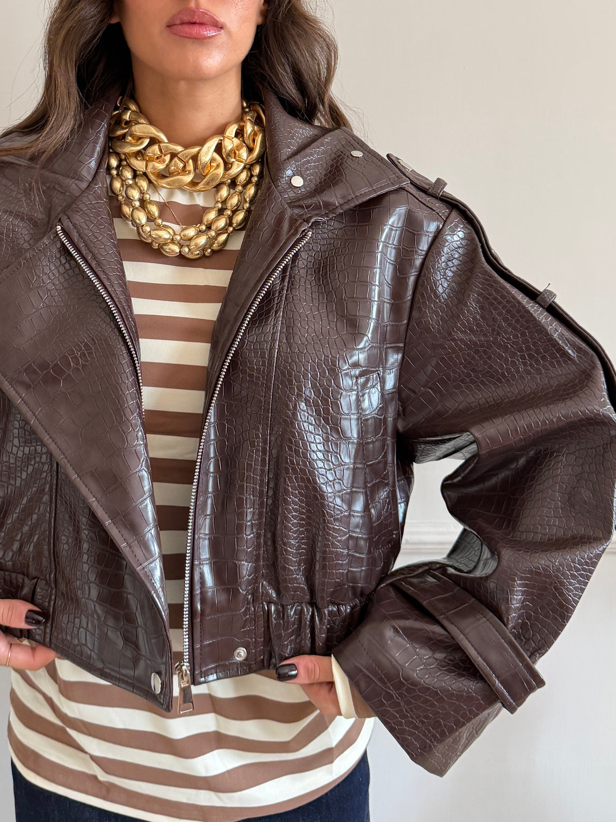 Giacca biker effetto cocco