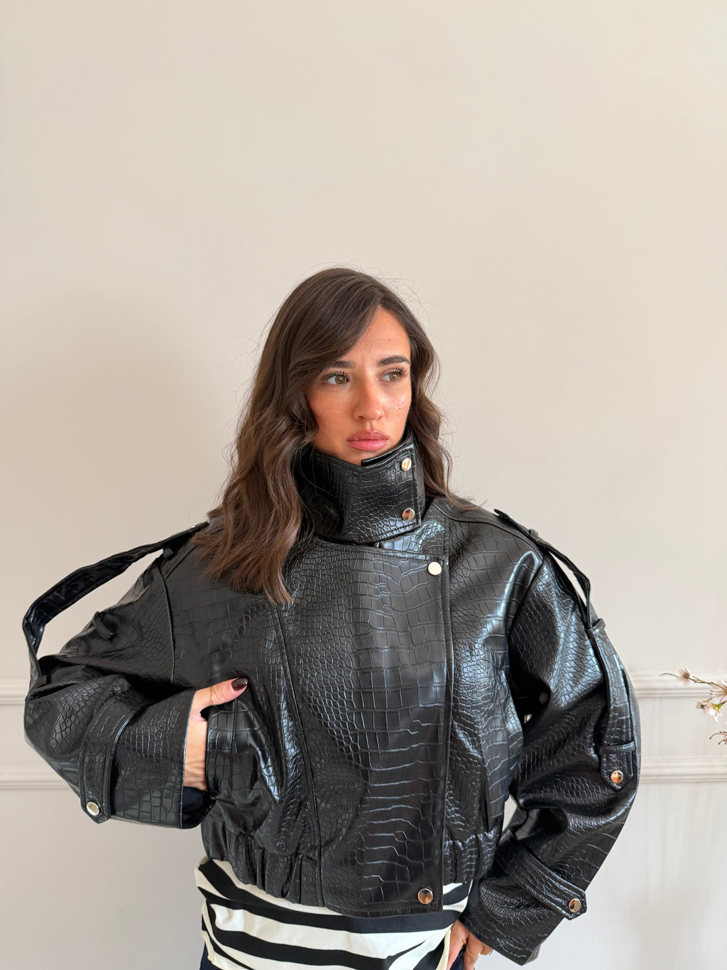 Giacca biker effetto cocco