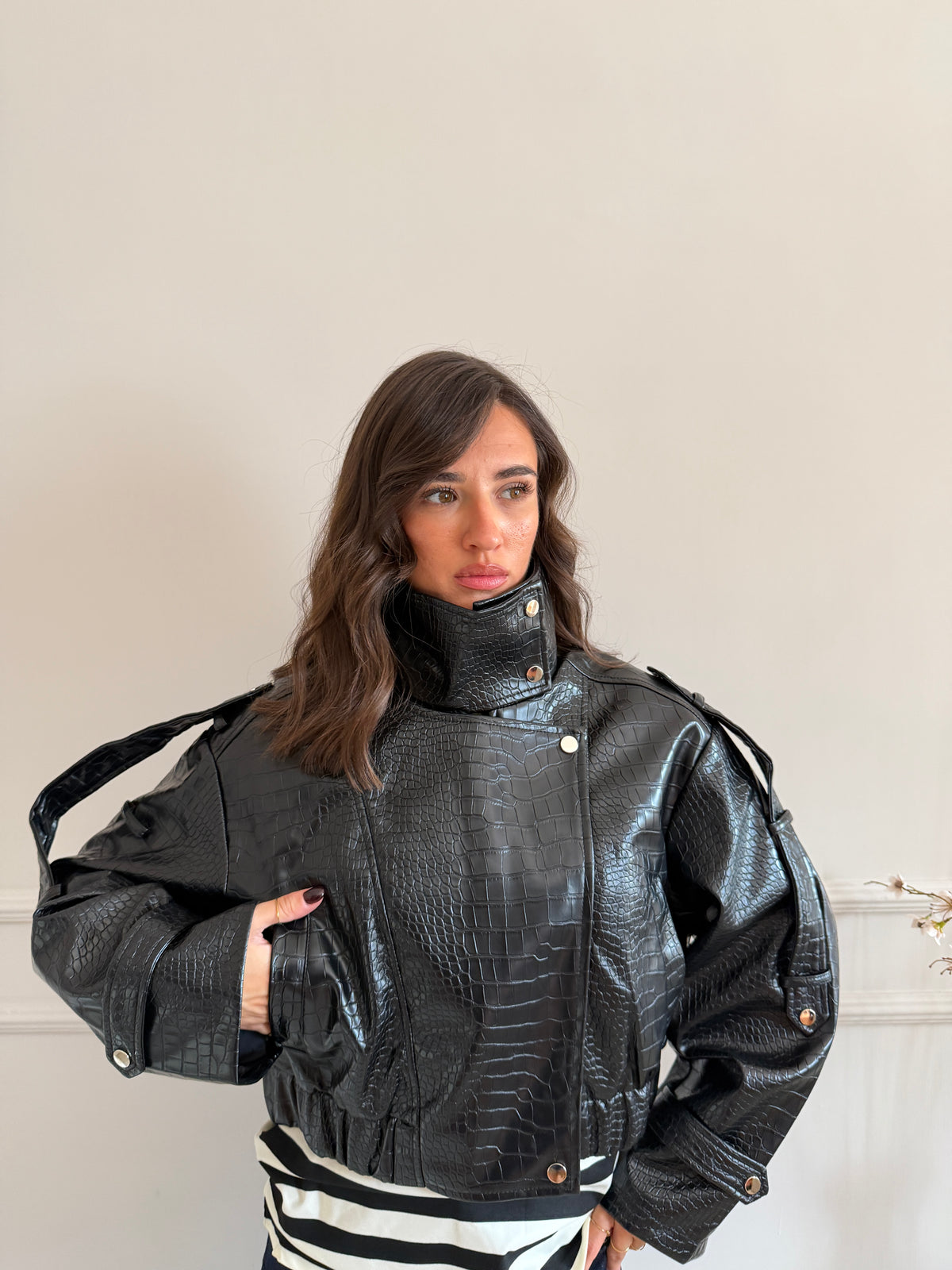 Giacca biker effetto cocco