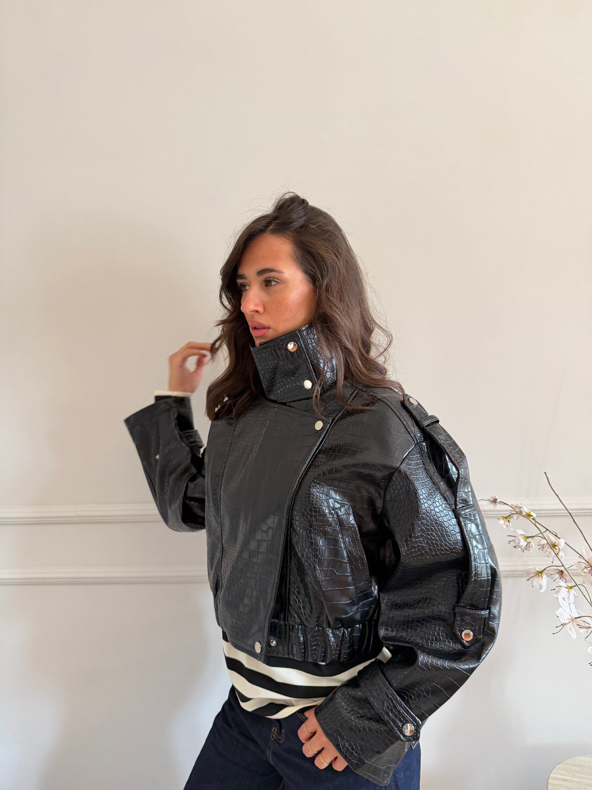 Giacca biker effetto cocco