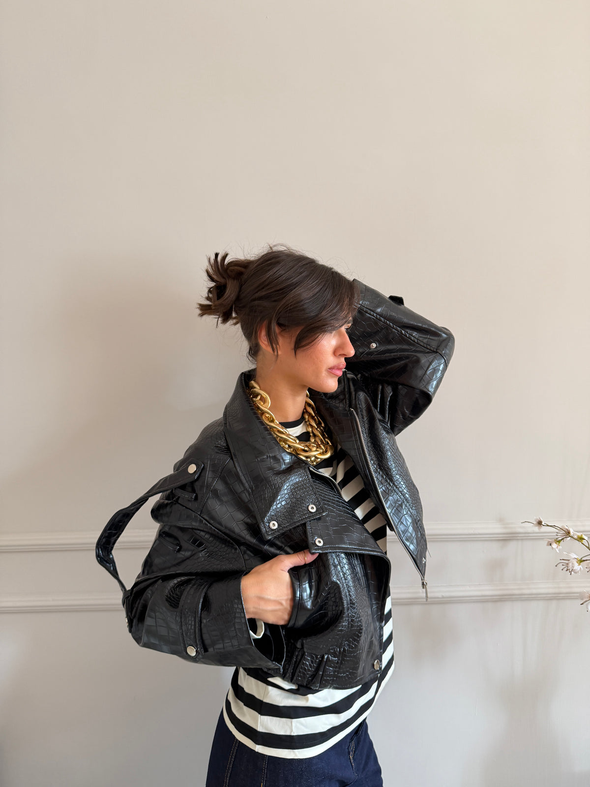 Giacca biker effetto cocco