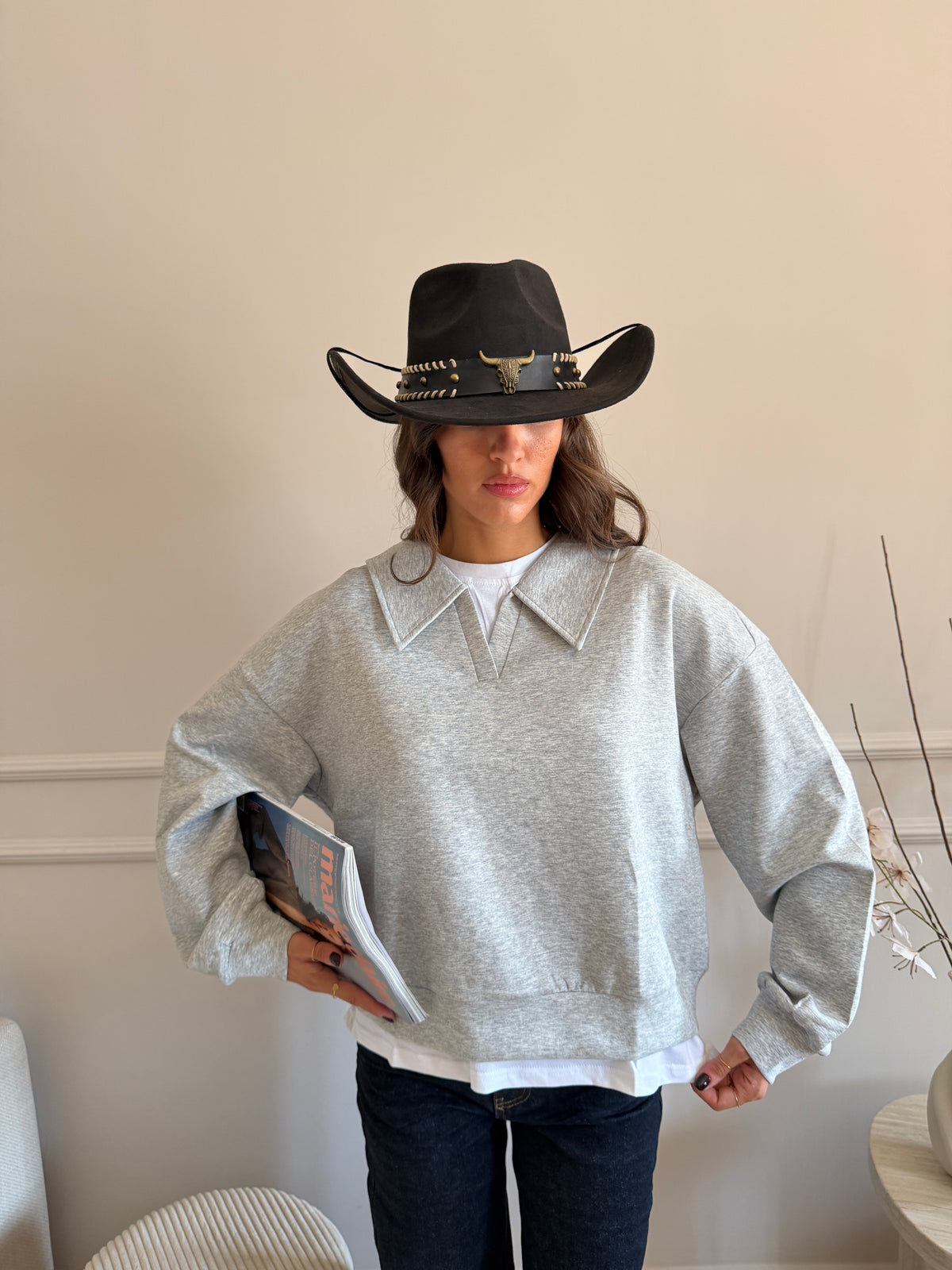 Felpa Oversize con colletto a camicia