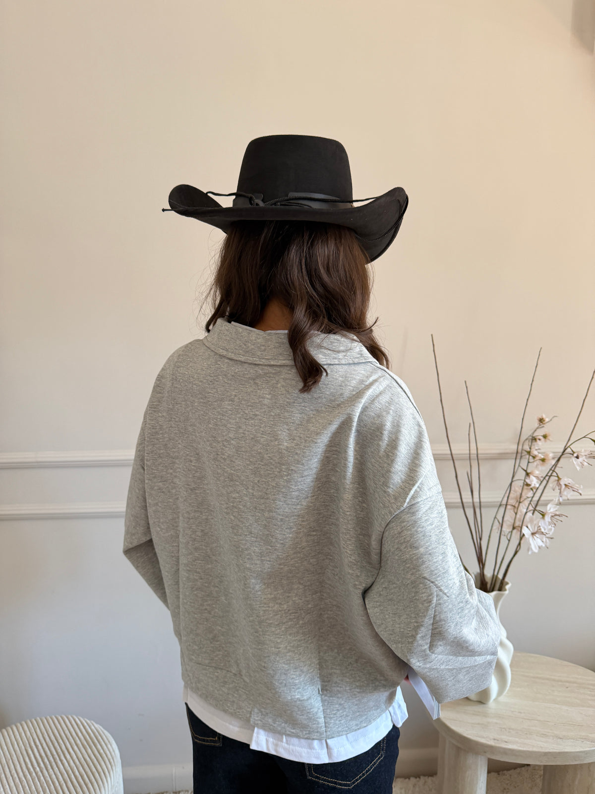 Felpa Oversize con colletto a camicia