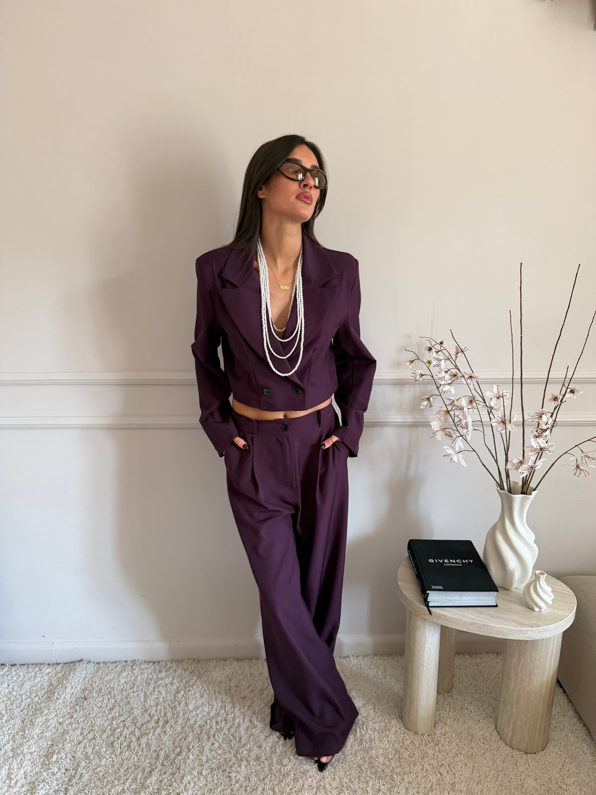 Completo von Blazer cropped doppiopetto e pantalone palazzo