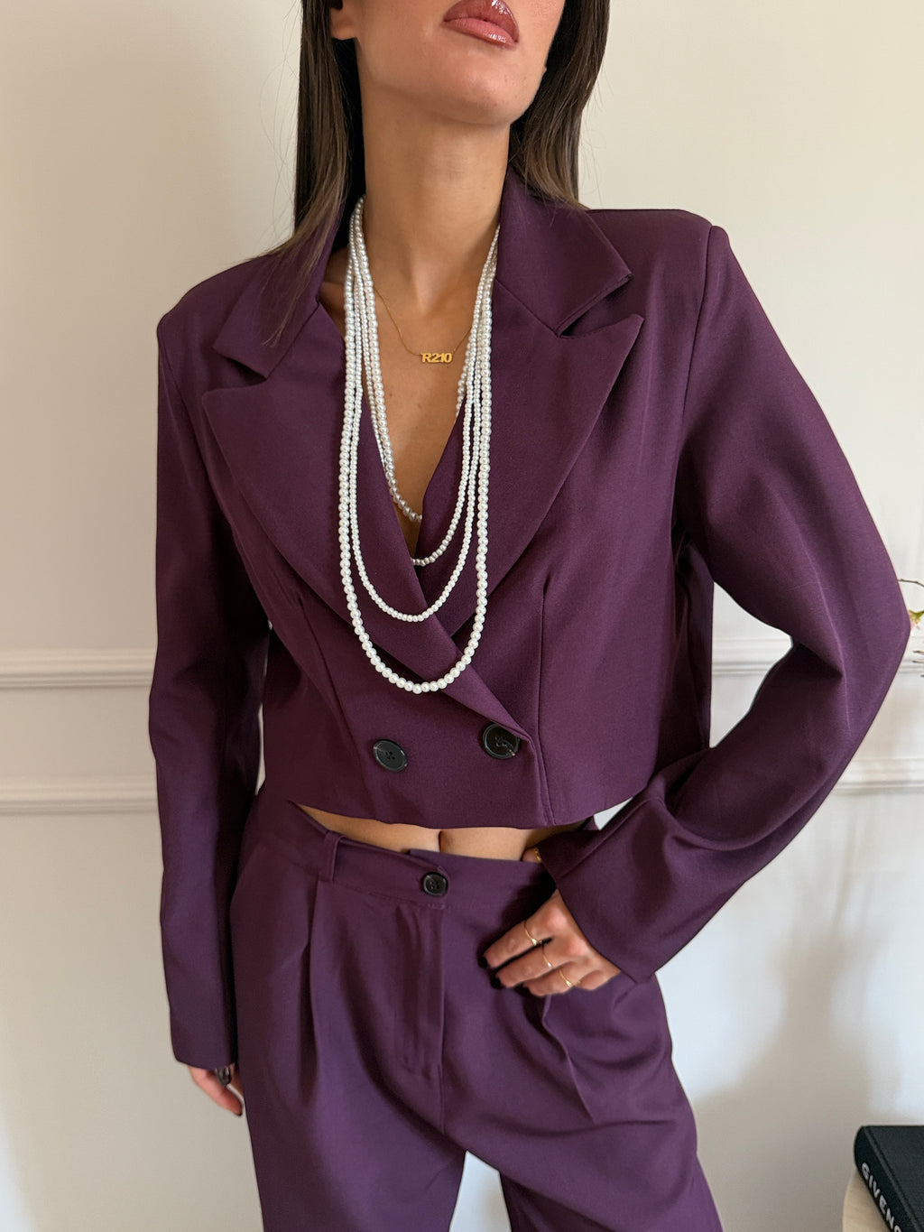 Completo von Blazer cropped doppiopetto e pantalone palazzo