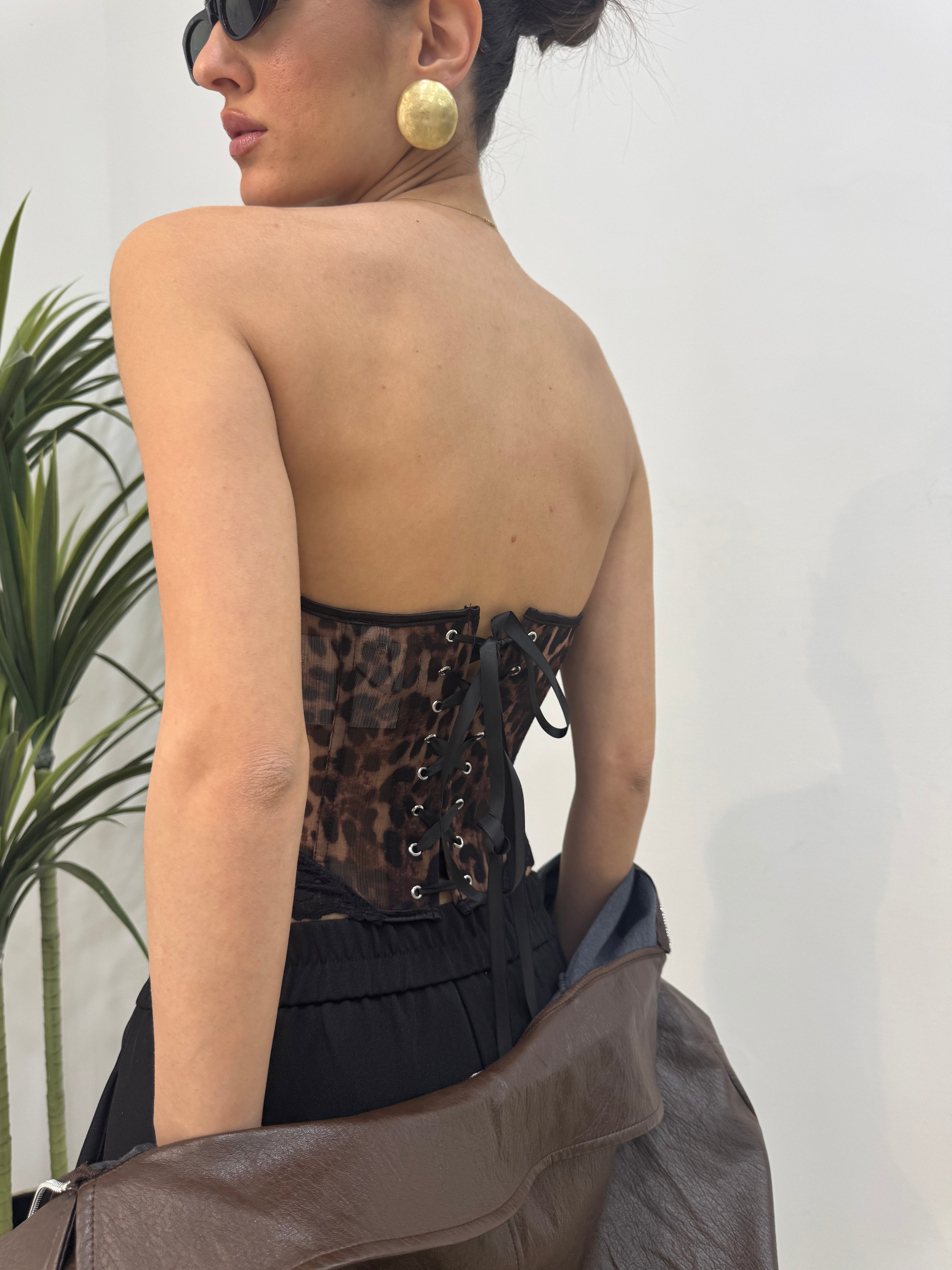 Corsetto animalier con lacci
