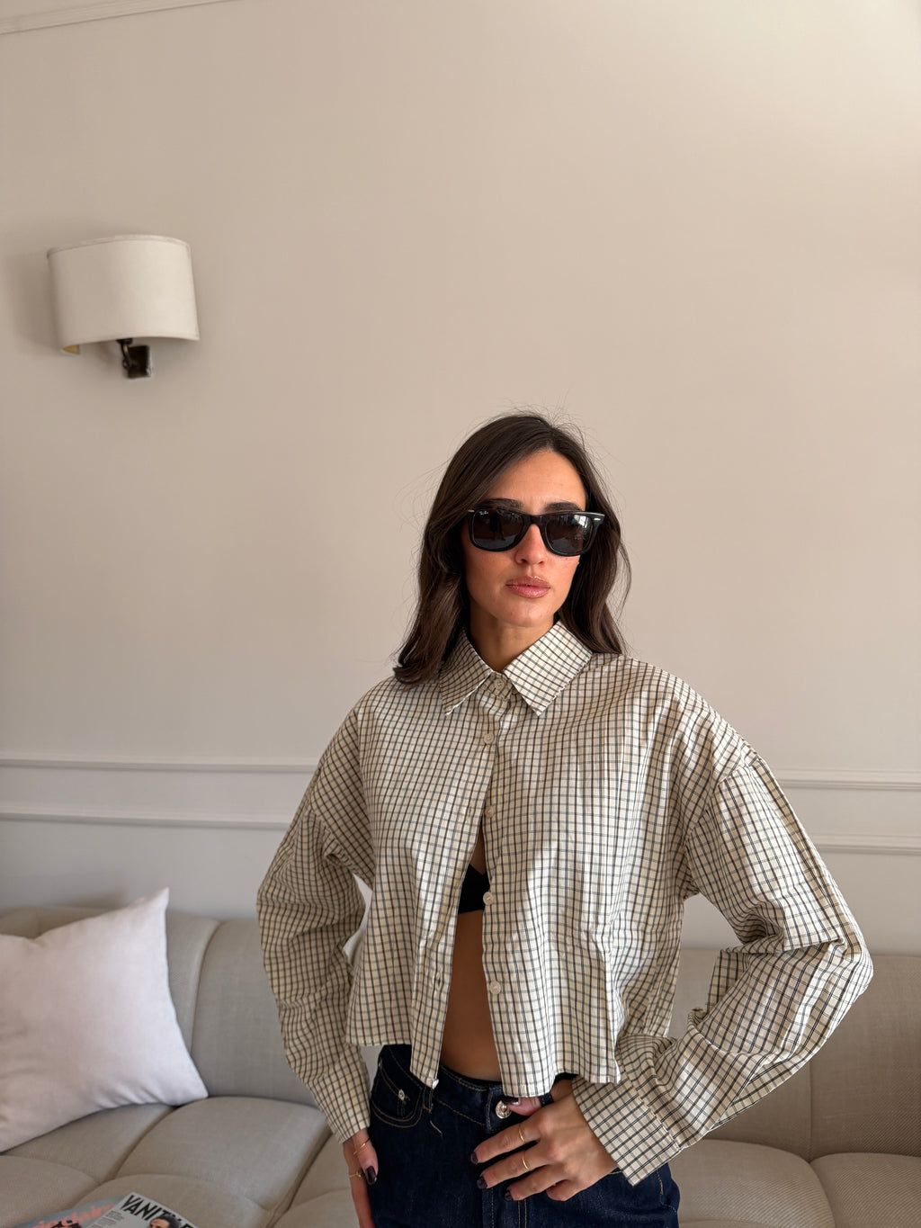 Camicia cropped a quadri