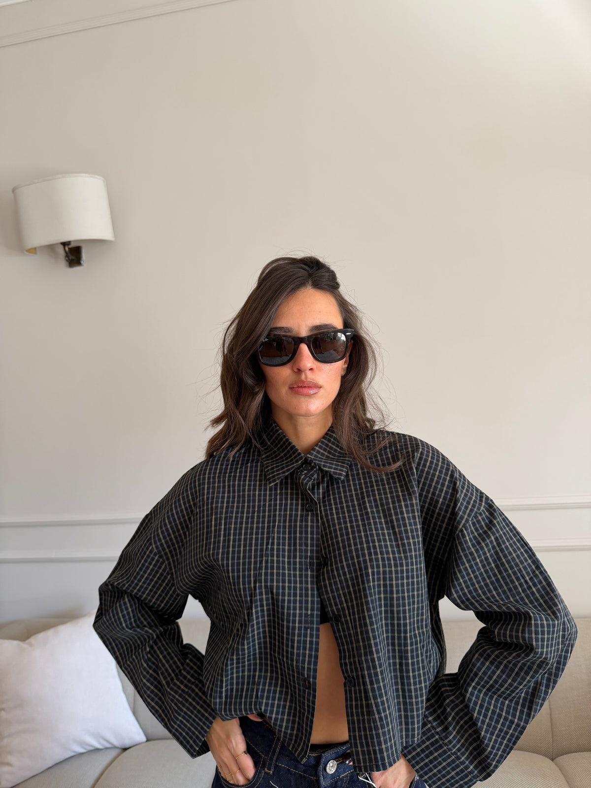 Camicia cropped a quadri