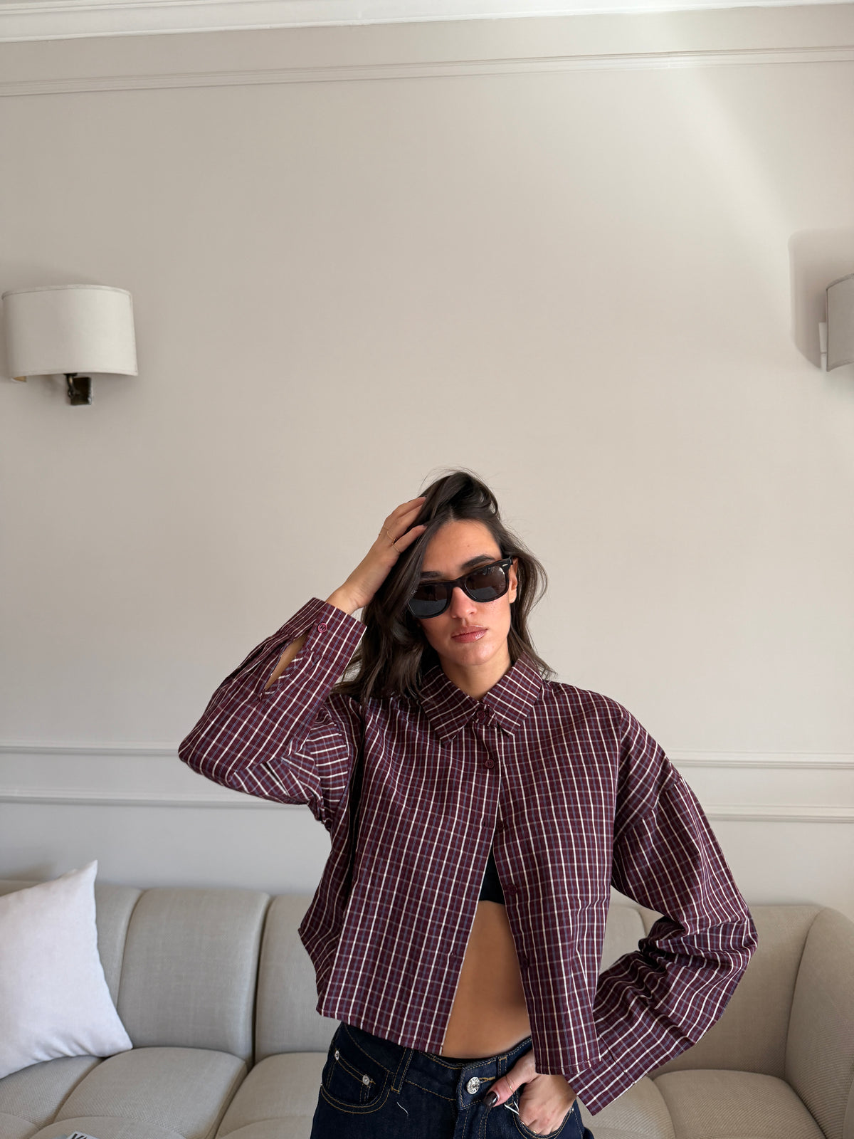 Camicia cropped a quadri