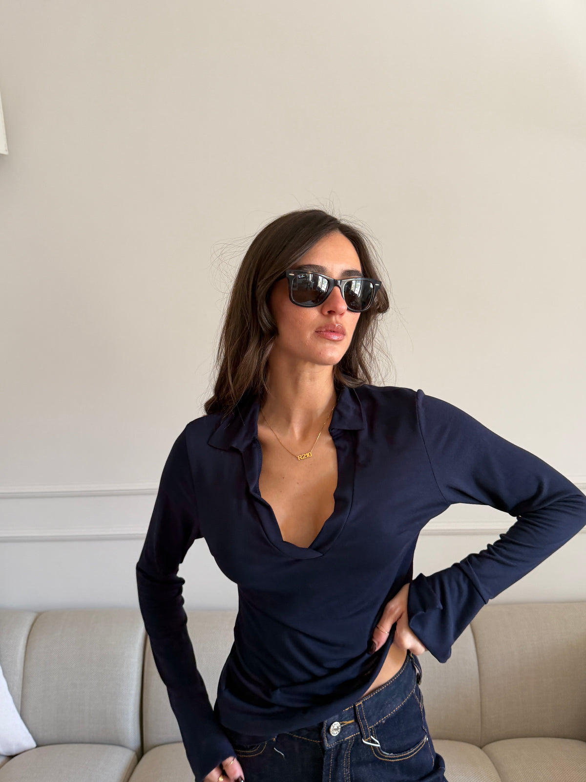 Maglia polo con Scollo a V