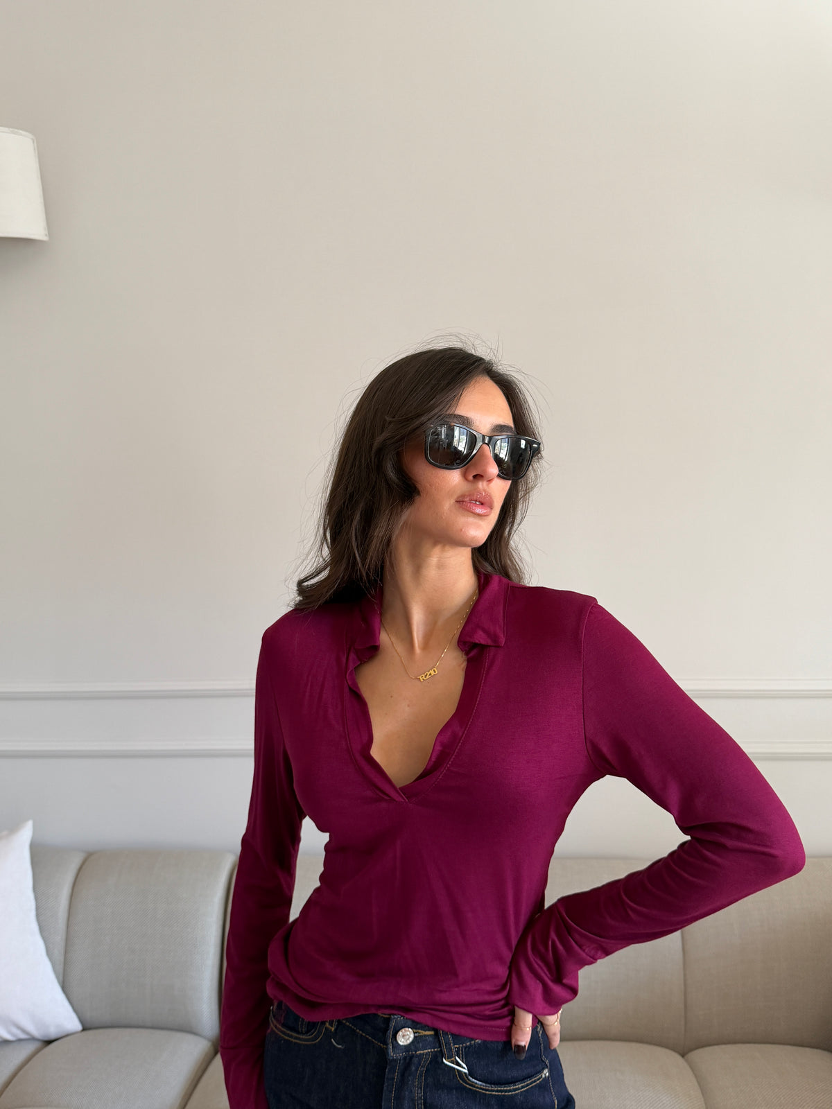 Maglia polo con Scollo a V