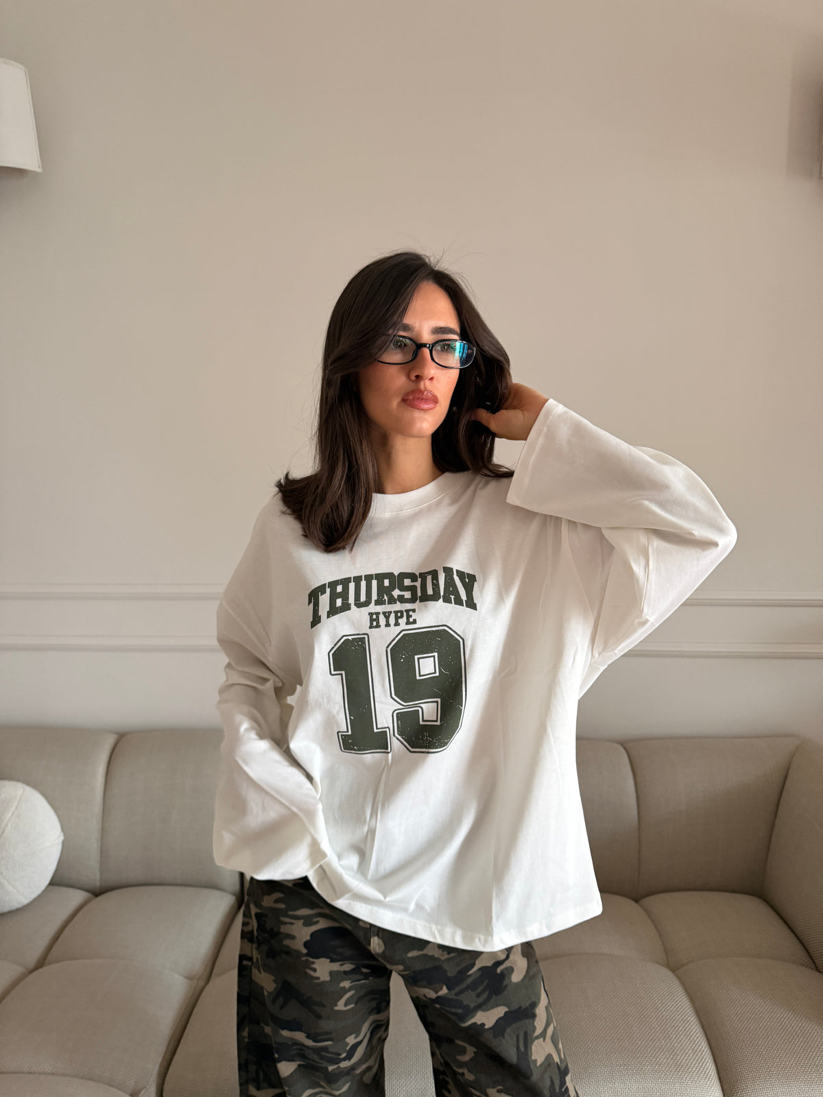 Longsleeve Oversize  con Stampa College