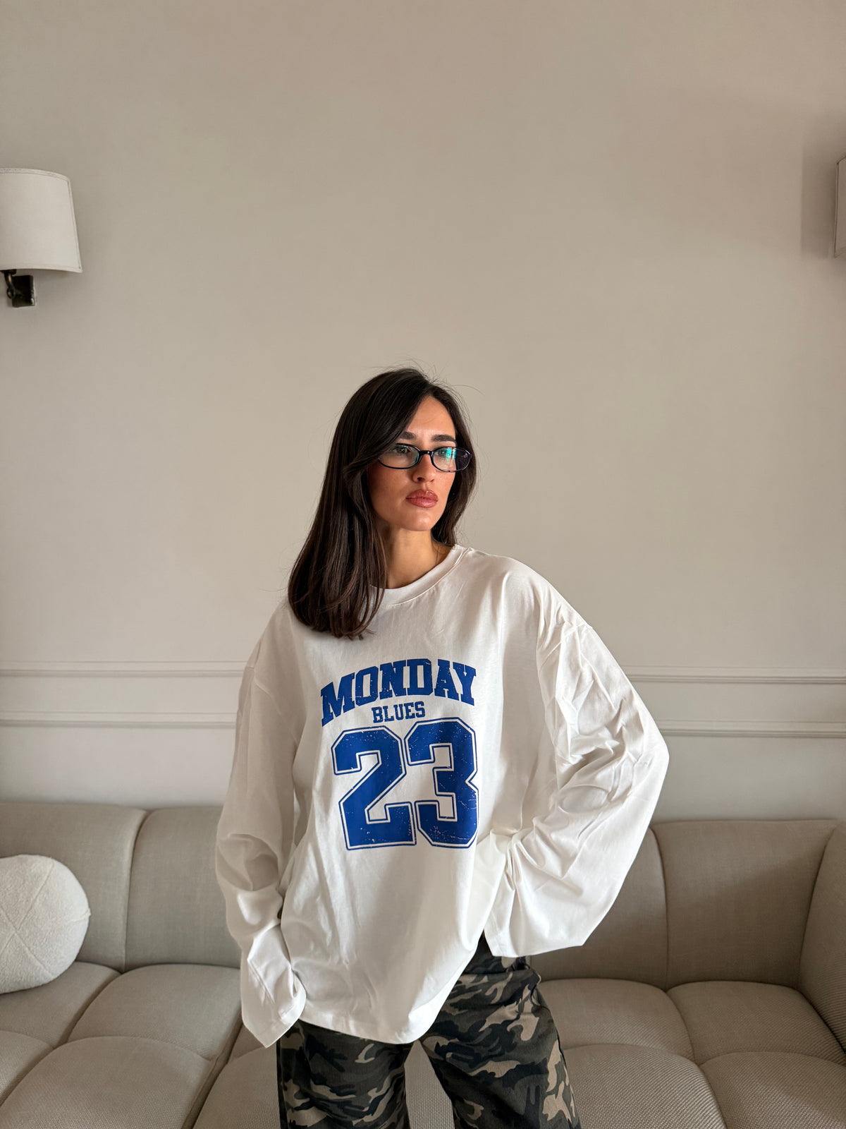 Longsleeve Oversize  con Stampa College