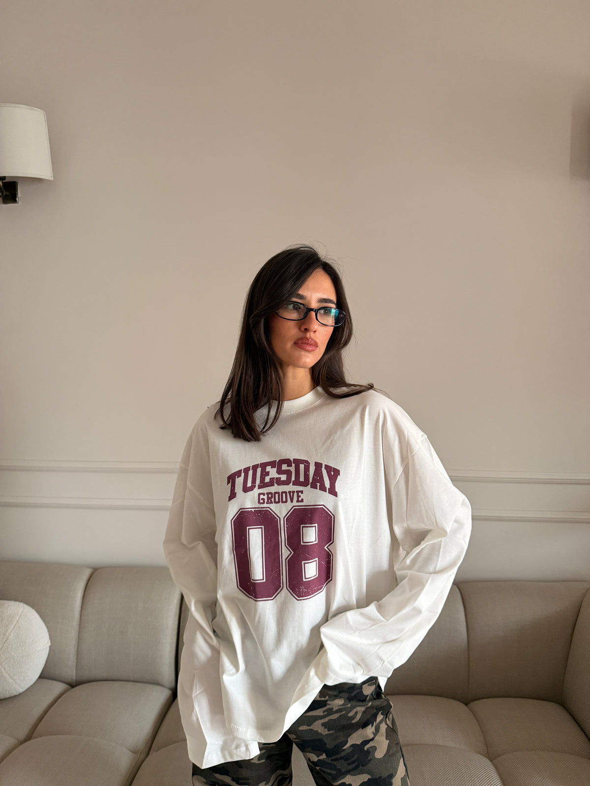 Longsleeve Oversize  con Stampa College