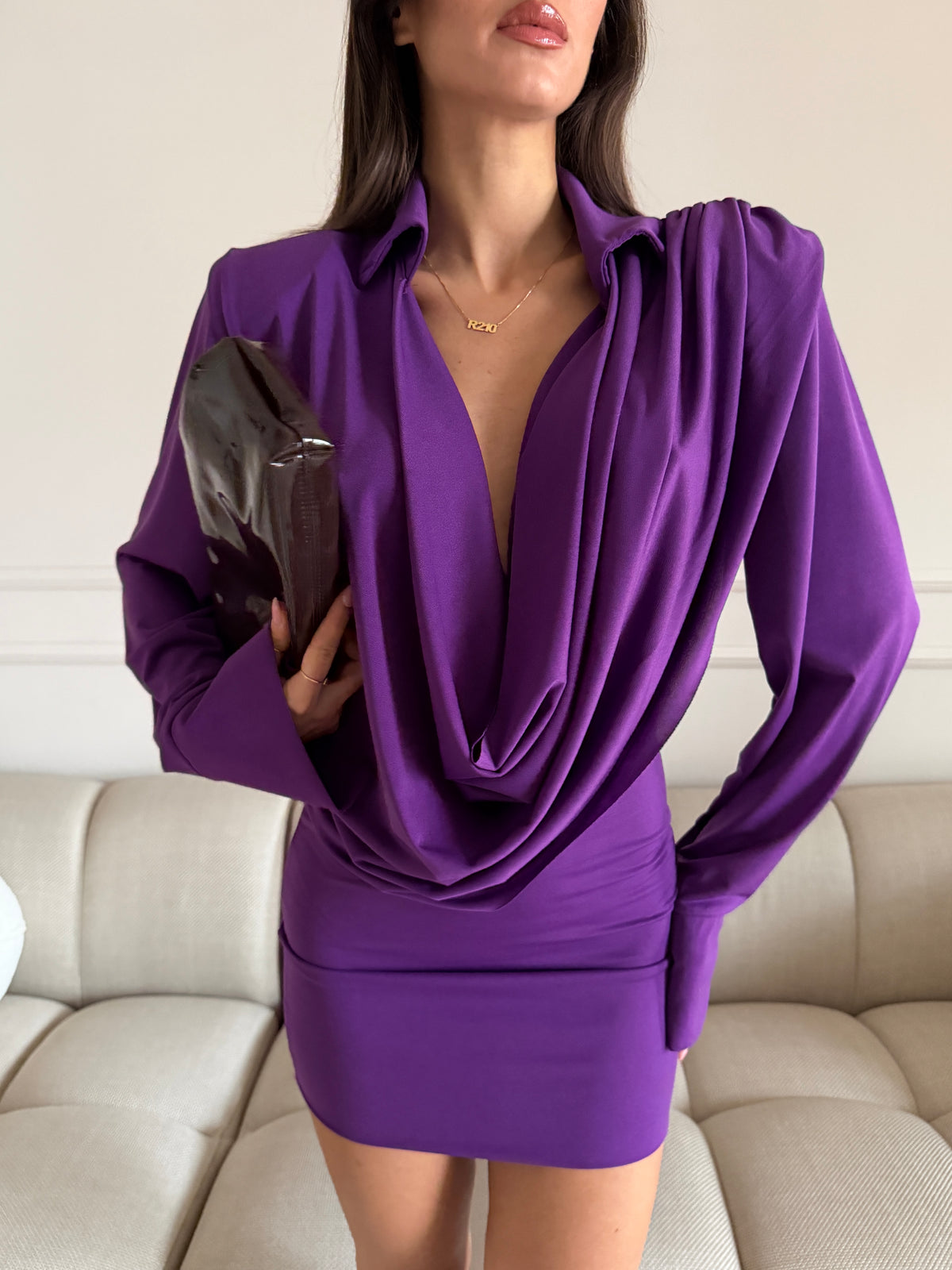 Abito Mini con Drappeggio Frontale
