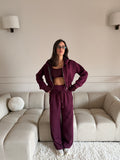 Completo 3 Pezzi con Felpa, Top e Pantalone Wide Leg