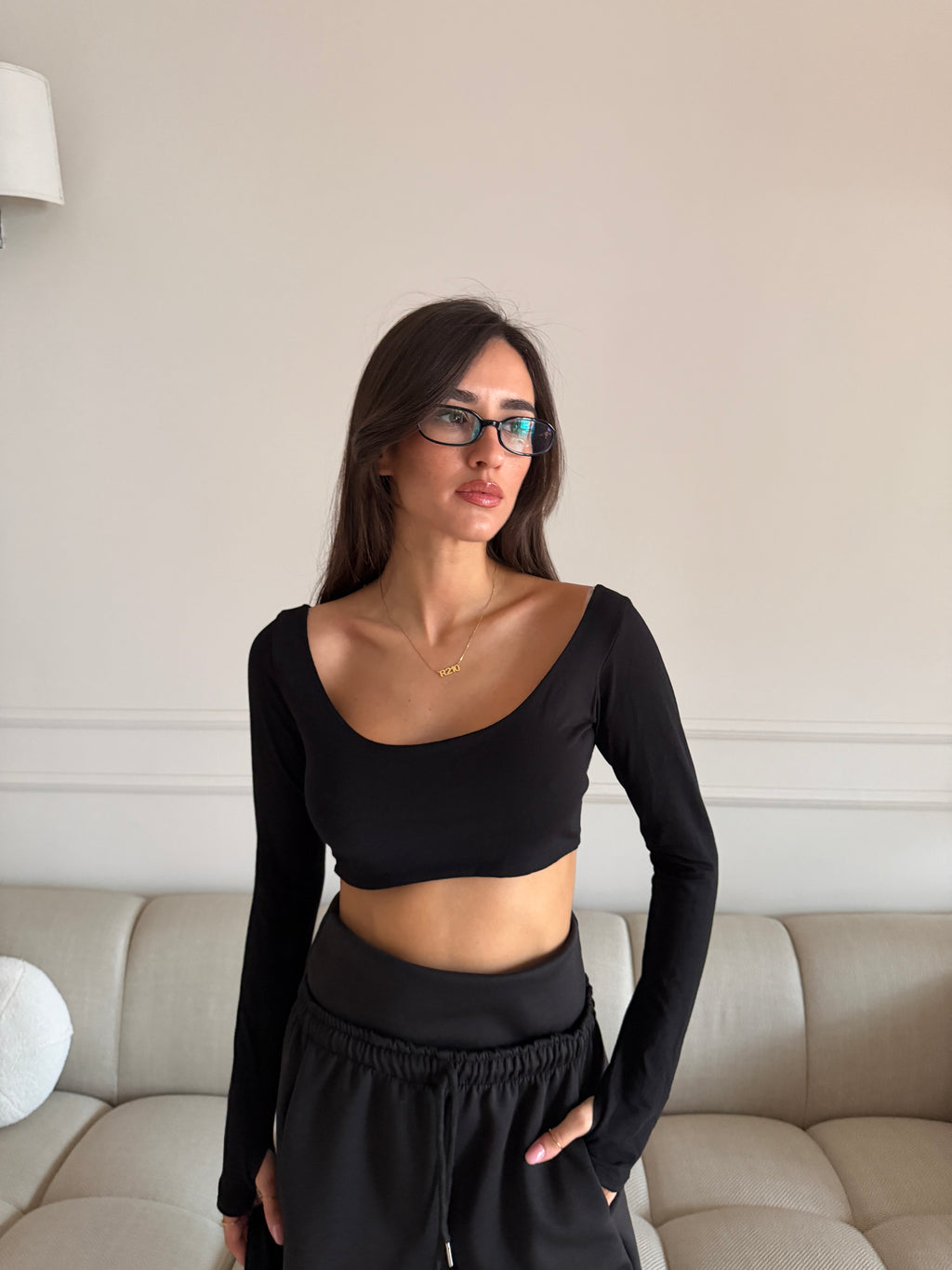 Completo 3 Pezzi con Felpa, Top e Pantalone Wide Leg