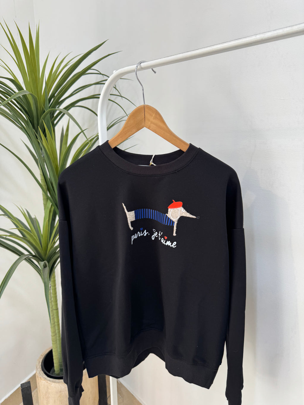 Felpa con stampa bassotto “Paris je t’aime”