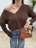 Cardigan cropped in maglia a coste