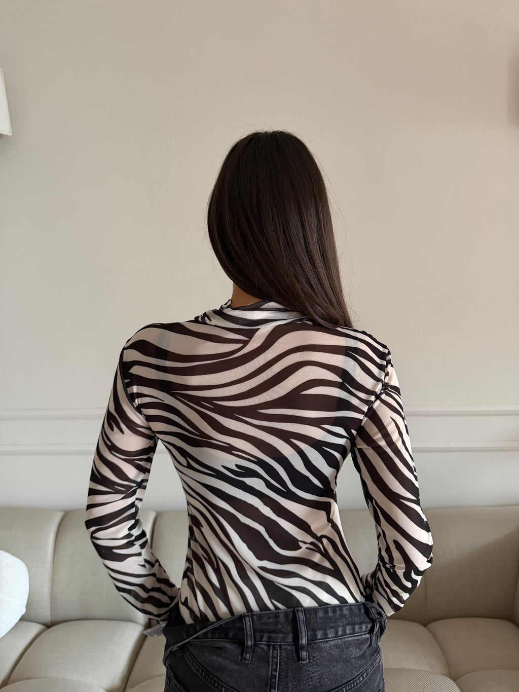 Body a Collo Alto con Stampa Zebrata (Lumina)