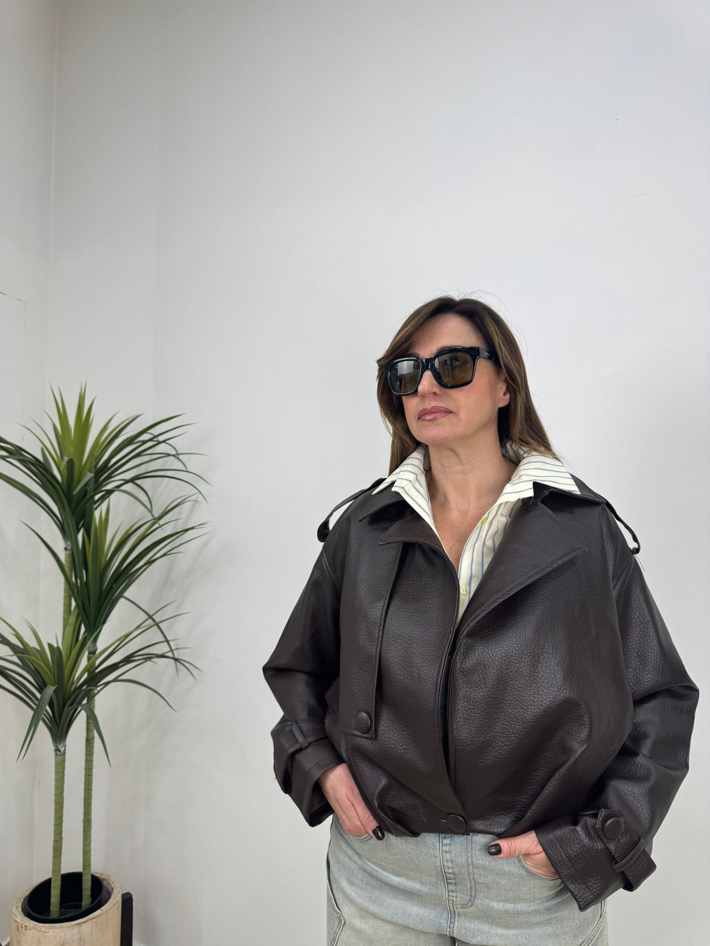 Jacket oversize in ecopelle