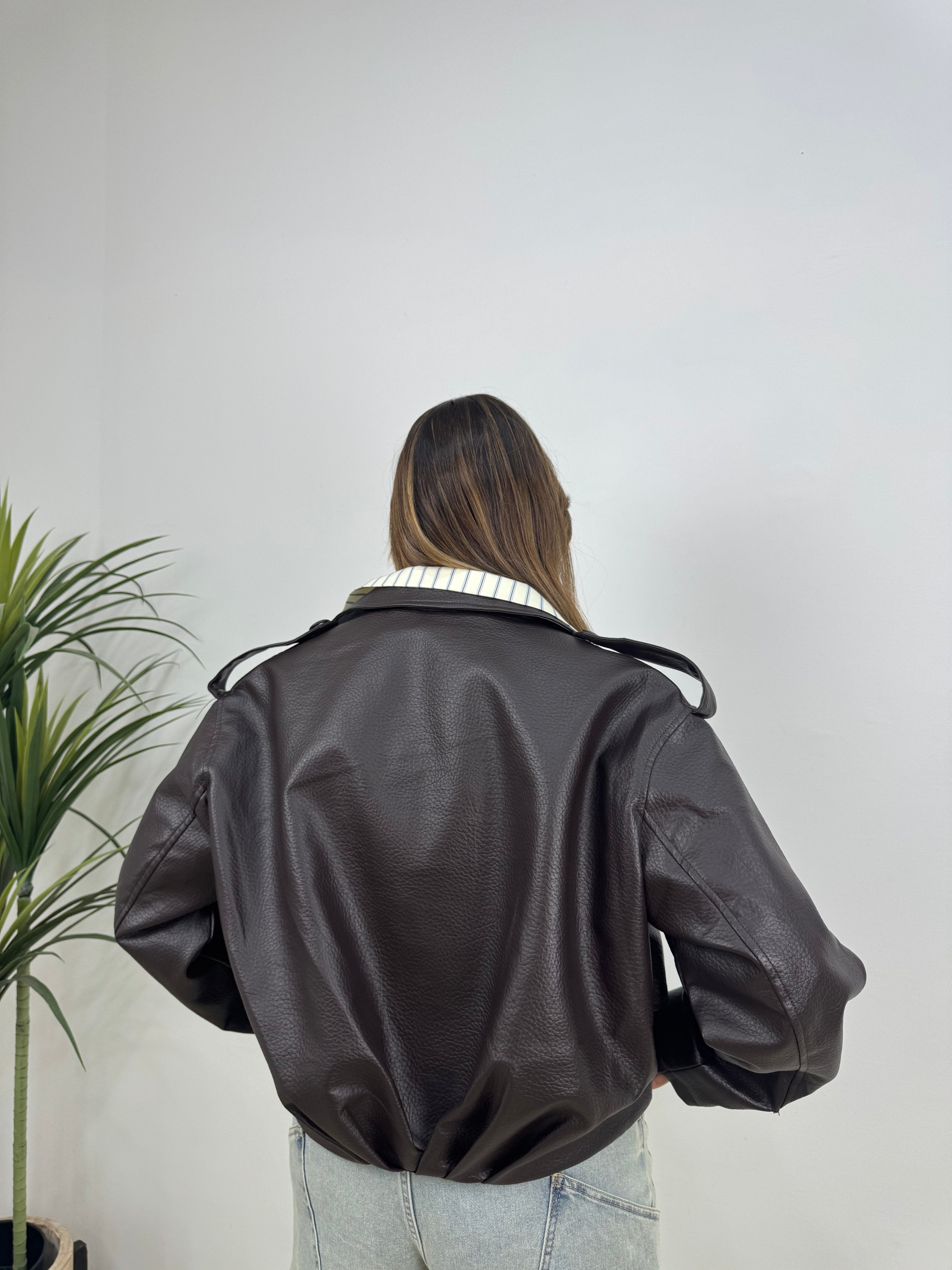 Jacket oversize in ecopelle