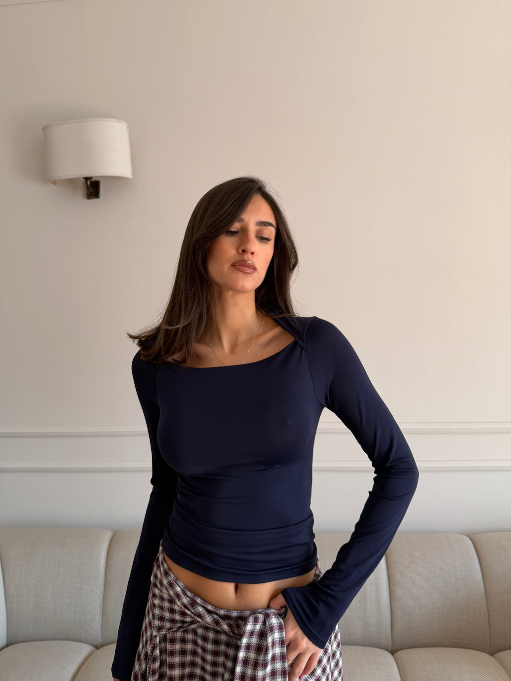 Maglia in Lycra con Scollo Asimmetrico