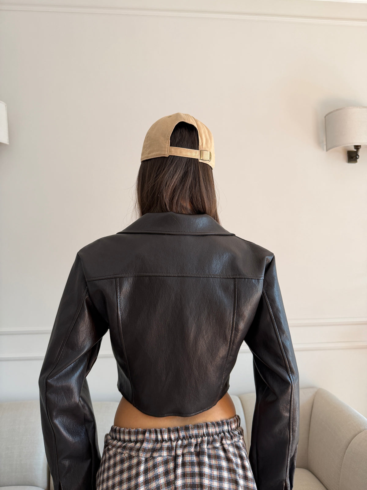 Jacket Cropped Effetto Pelle
