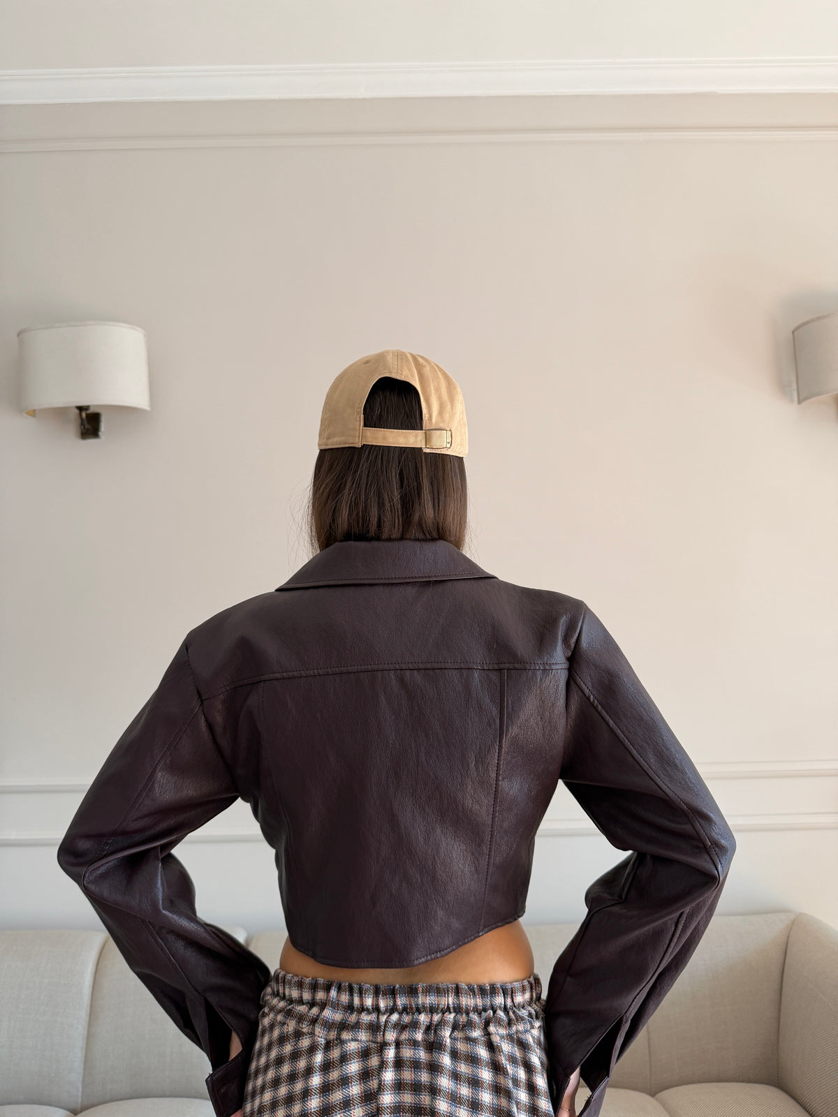 Jacket Cropped Effetto Pelle