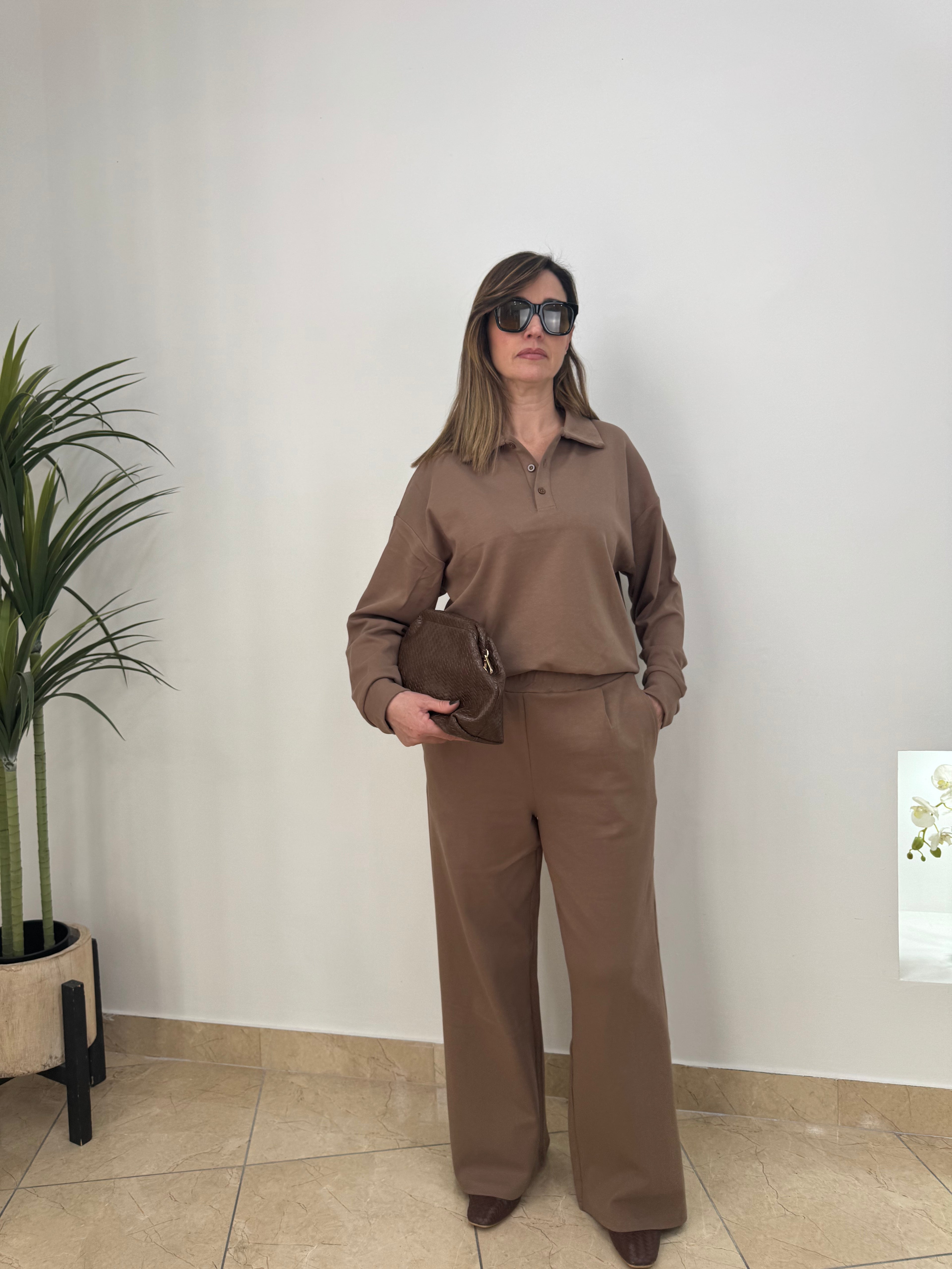Tuta Relax Fit  – Set Polo e Pantalone a Gamba Larga,