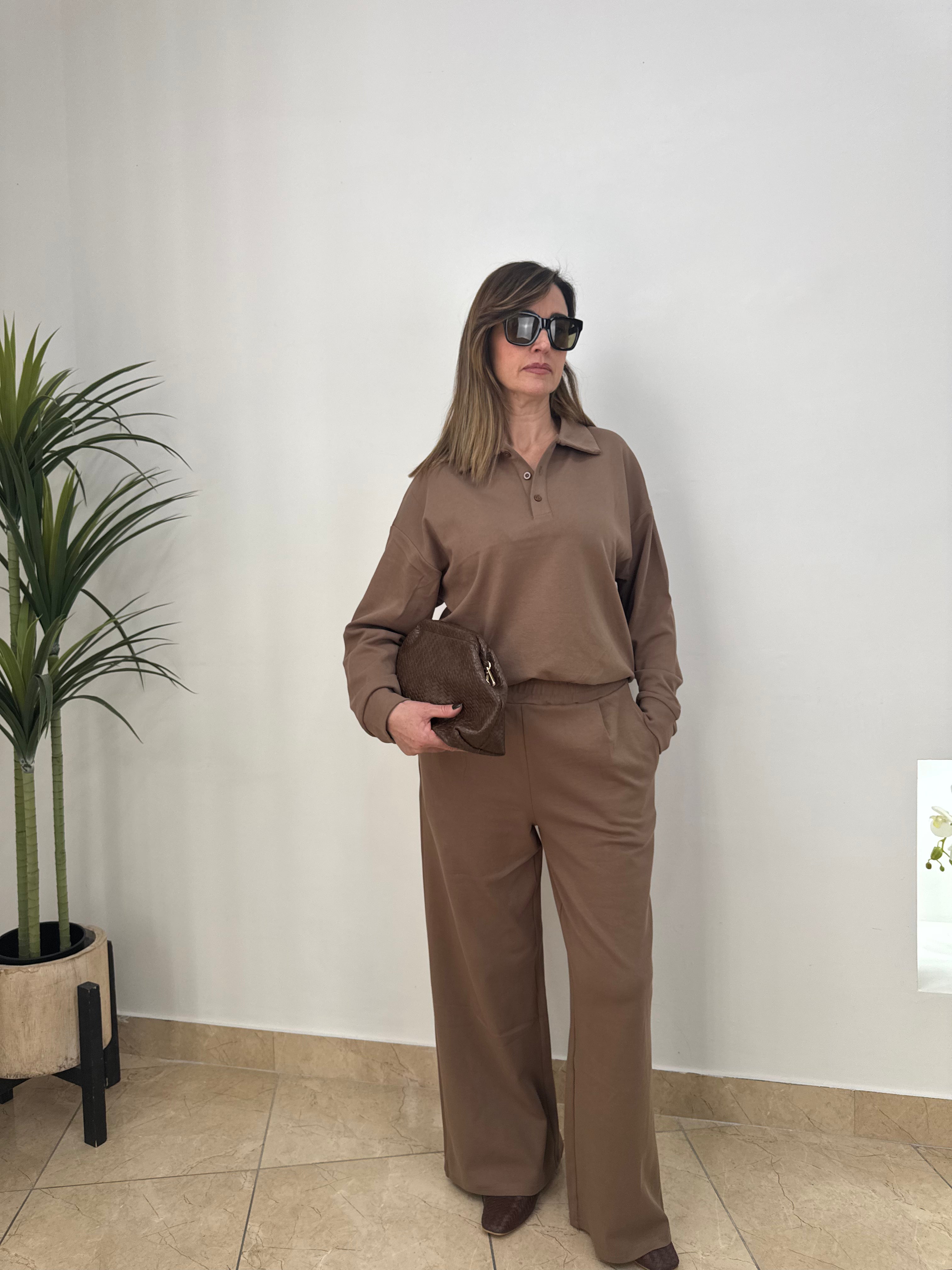 Tuta Relax Fit  – Set Polo e Pantalone a Gamba Larga,