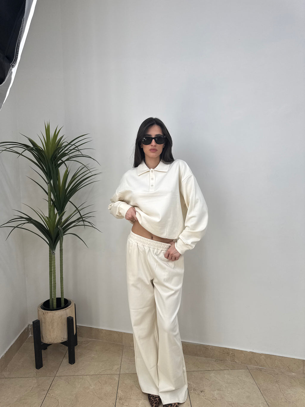 Tuta Relax Fit  – Set Polo e Pantalone a Gamba Larga,