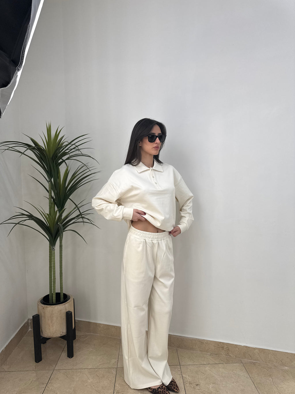 Tuta Relax Fit  – Set Polo e Pantalone a Gamba Larga,