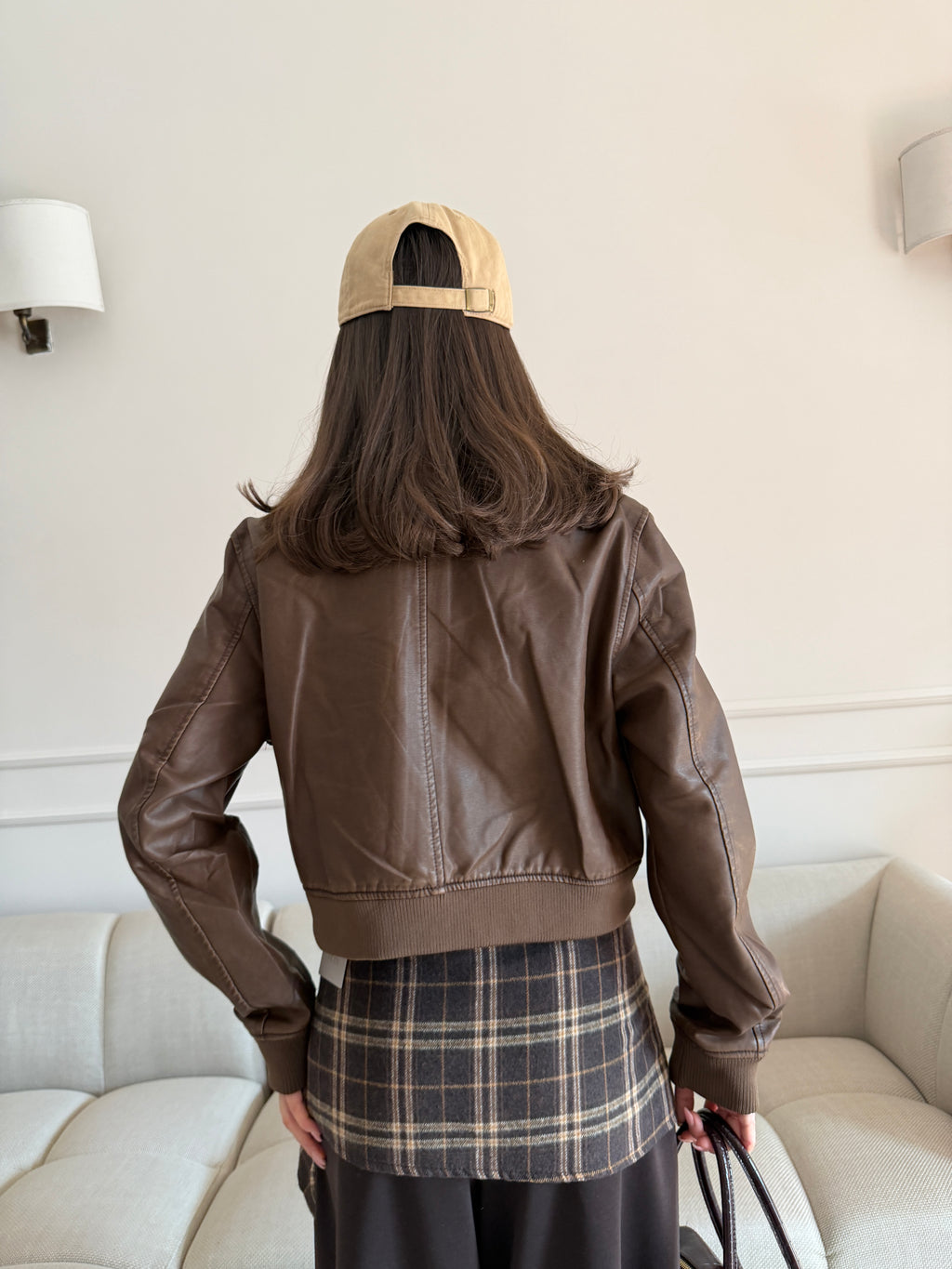 Bomber Cropped Effetto Pelle